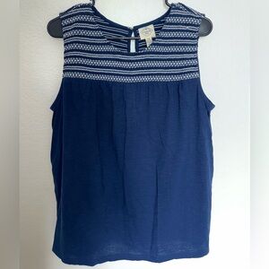 St. John's Bay Navy and White Patterned Blouse